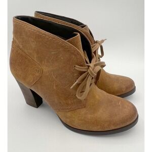 Clarks Artisan Womens Ankle Boots Leather Lace Up Heel Brown Size 10M BOHO